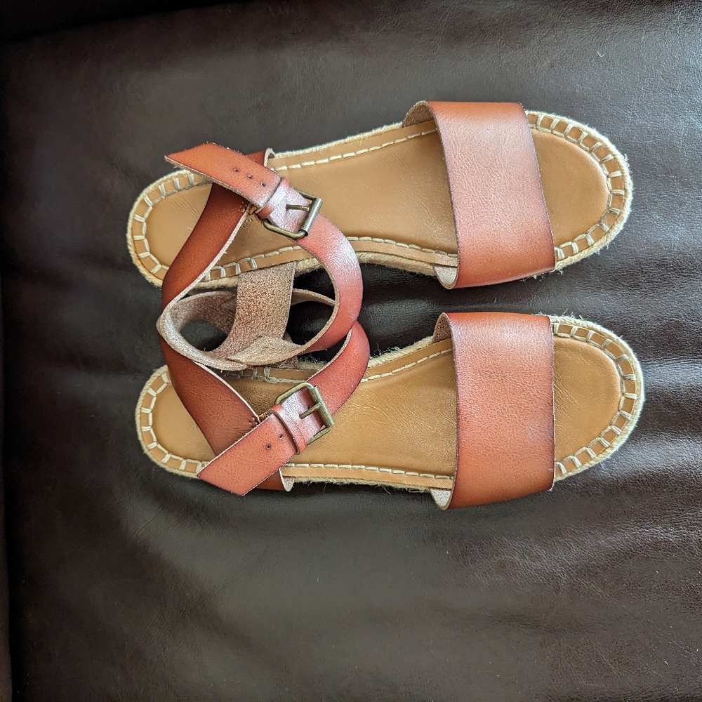 Tan Fake Leather Wedges